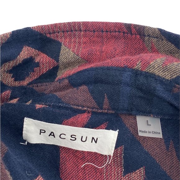 Pacsun Men's Casual Multicolor Aztec Tribal Print Button Down Shirt Size Large L - Picture 5 of 6